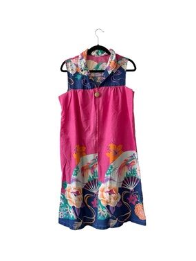 Vintage 60s Asian Inspired Mini Dress Mod Boho M/L